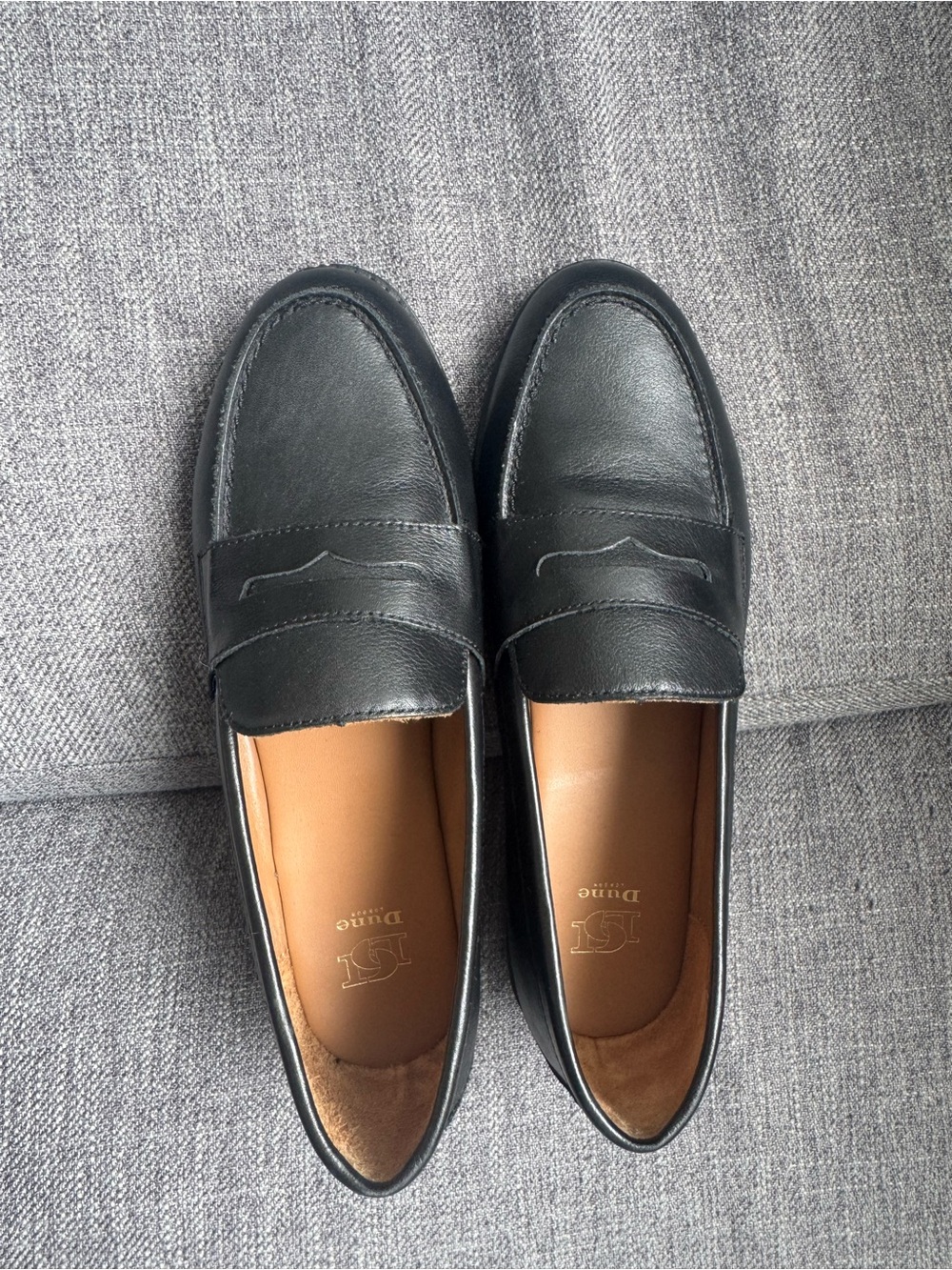 Womens Black Leather Penny Loafers